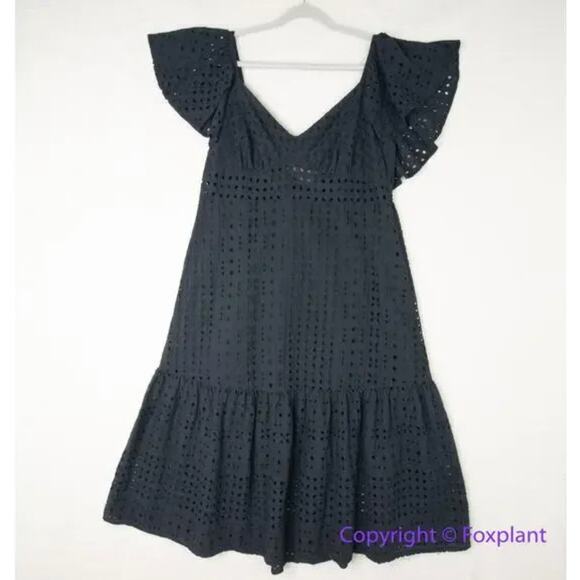 New! Eloquii Eyelet Dress With Sheer Detail black , size 28 - Picture 2 of 13